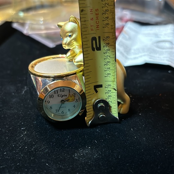 Elgin clock with gold tone cat watch a fish - Picture 10 of 13